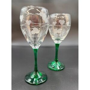 Vintage Eamon Shamrock Wine Glasses Goblets - Irish St Patrick's Day Barware (2)